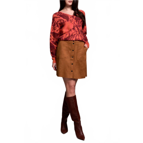 TRIBAL skirt with snaps in biscotti