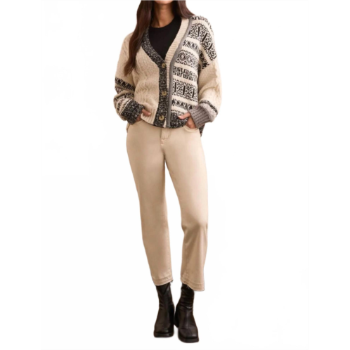 TRIBAL multi stitch cardigan in cream