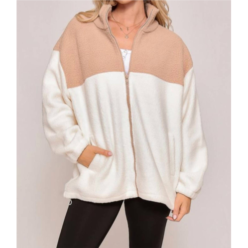 Timing two tone jacket in beige