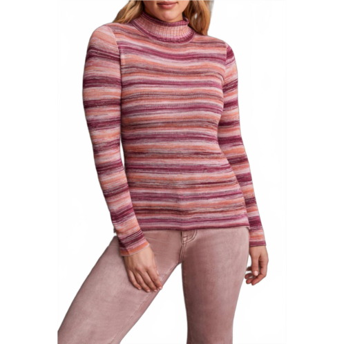 TRIBAL space dye fine knit turtleneck sweater in purple