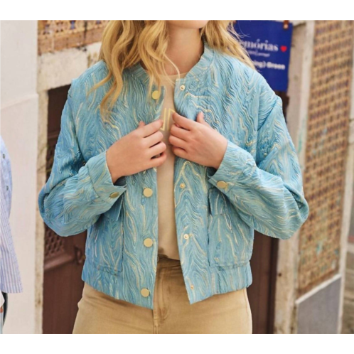 ESQUALO bomber jacquard jacket in blue