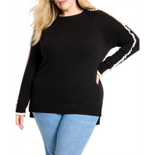 NICZOE plus ruffled down sweater