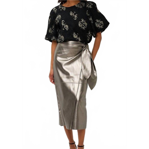 ESQUALO faux leather wrap skirt in pewter