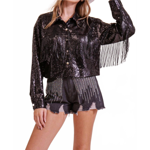 Timing backstage spark sequin jacket in black