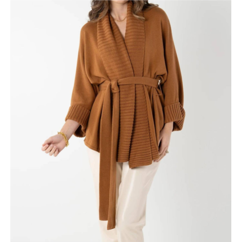 Emily McCarthy willow wrap knit cardigan in mocha