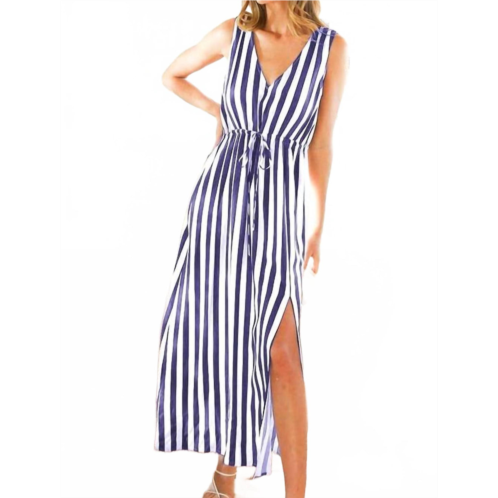 Vine & Love seaside stripes maxi dress in navy