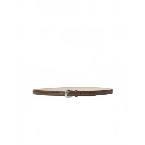 B-LOW THE belt womens kennedy mini patent leather belt in chocolate silver