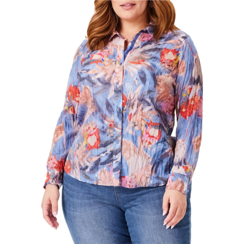 NICZOE plus dreamscape crinkle shirt