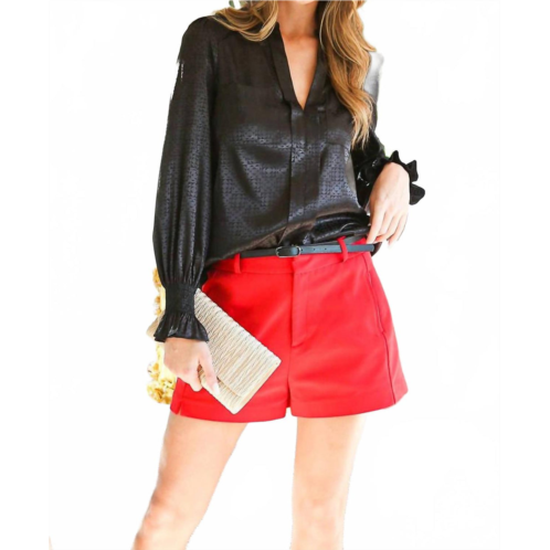 Vine & Love jacquard satin shirt blouse in black