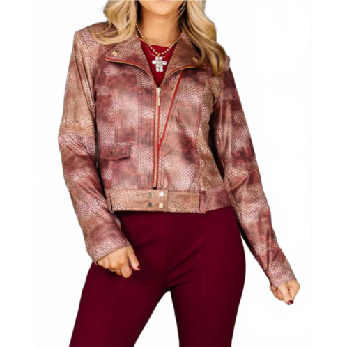 Insight vegan leather jacket in scarlet snake