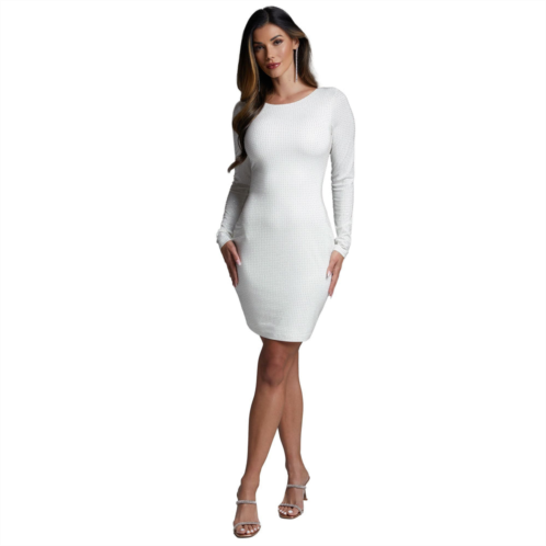 Bebe womens long sleeve crystal midi dress