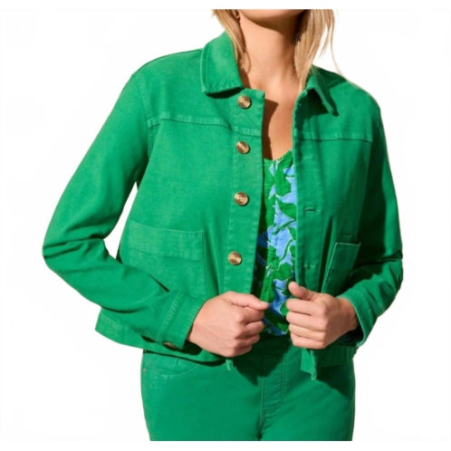 TRIBAL button front jacket with horn buttons in kelly