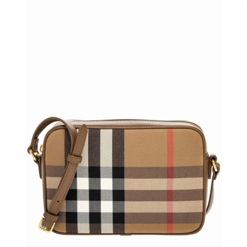 Burberry womens large canvas leather camera crossbody bag earth
