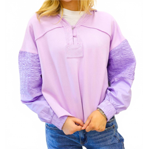 Karlie solid v neck knit novelty sweatshirt in purple