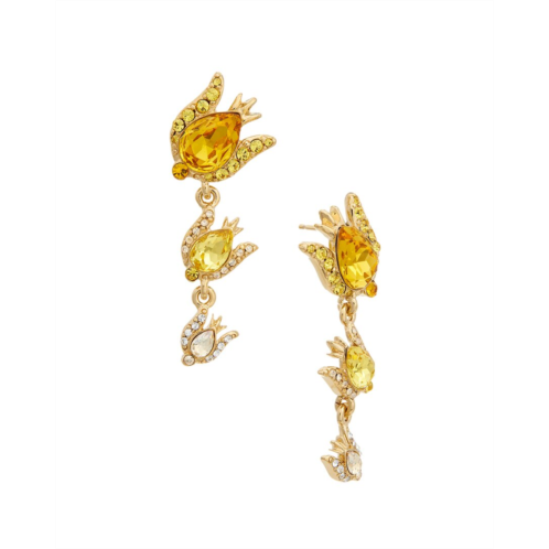 Oscar de la Renta rose crystal 3-drop earrings