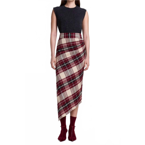 Smythe asymmetrical midi skirt in plaid