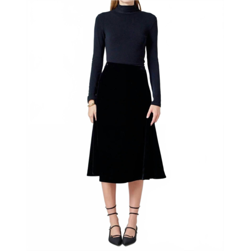 English Factory velvet circle midi skirt in black