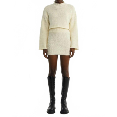 Oval square dot knitted mini skirt in off white