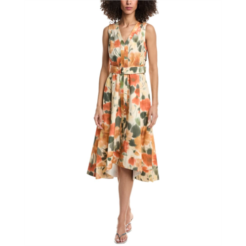 3.1 Phillip Lim blurred marigold sleeveless v-neck belted min dress