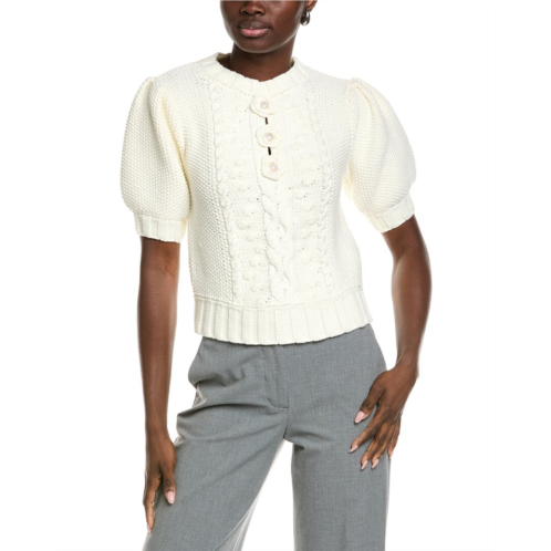 English Factory cable puff sleeve sweater