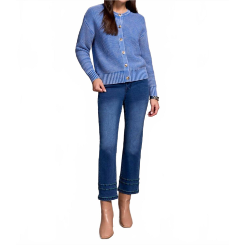 TRIBAL button front cardigan in ultra blue