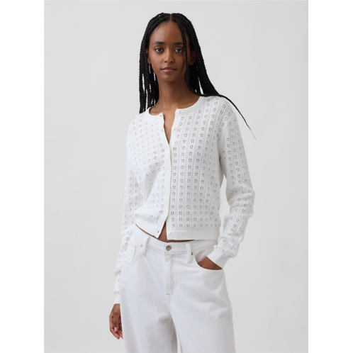 Gap 100% Cotton Pointelle Crop Cardigan