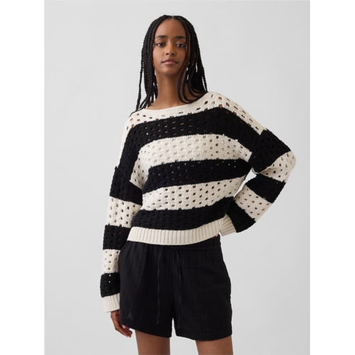 Gap 100% Cotton Crochet Boatneck Sweater