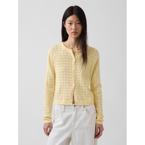 Gap 100% Cotton Pointelle Crop Cardigan