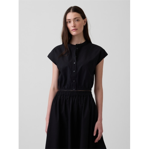 Gap Poplin Cap-Sleeve Crop Shirt