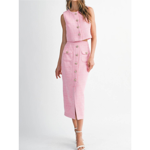 MABLE penelope tweed skirt in pink