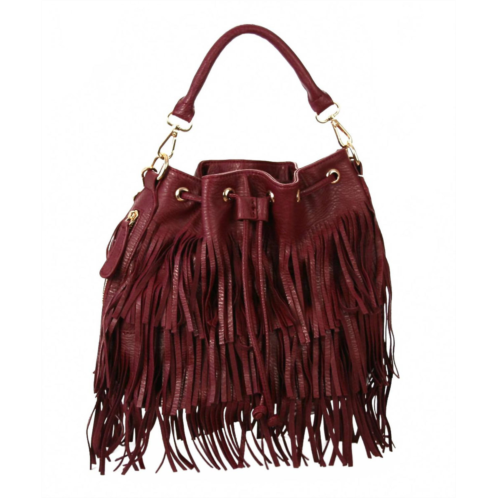 Urban Expressions womens arizona fringe crossbody bag in berry