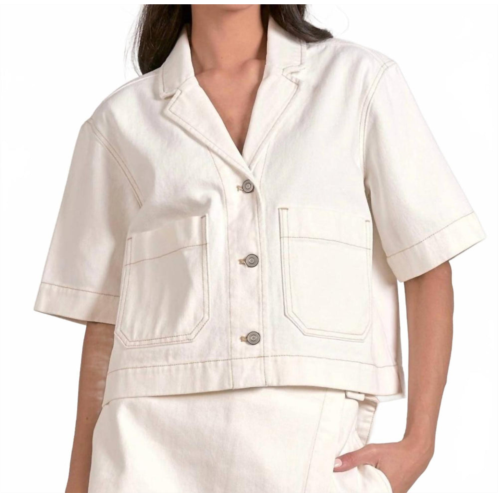 ELAN jen cropped button up shirt in natural