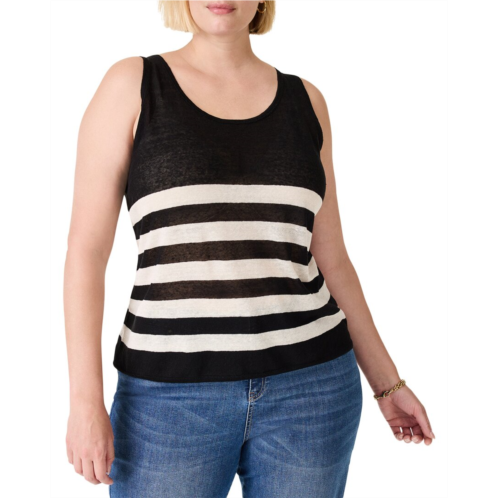 NICZOE plus featherweight striped linen-blend tank