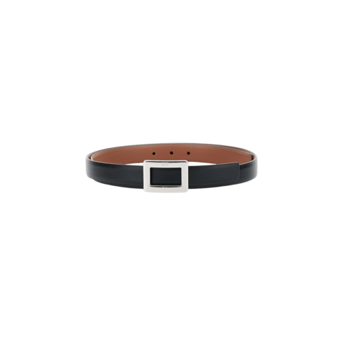 ROGER VIVIER black belt with rectangular silver buckle