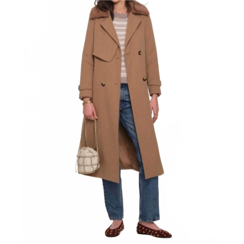 Heartloom ross coat with faux fur collar in beige