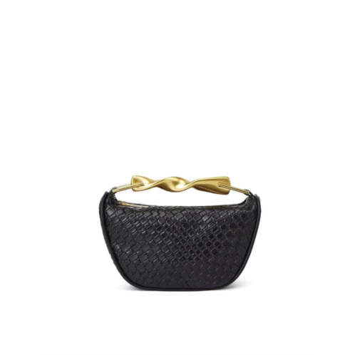 DGIASS summer half-moon woven straw shoulder bag for women - casual tote and crossbody purse pu black