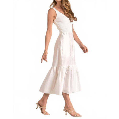 ELAN mixed media dress in off white