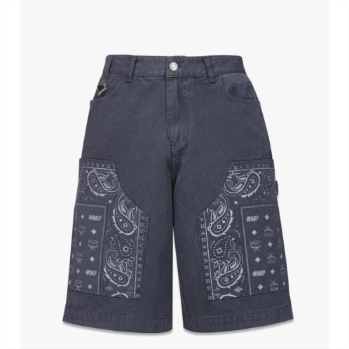 Mcm x kasina bandana monogram shorts in denim jacquard