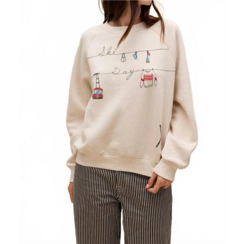 DAYDREAMER ski day raglan sweatshirt in dirty white