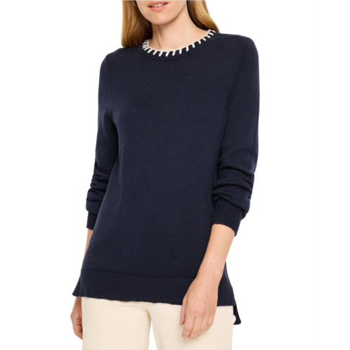 NICZOE petite cashmere-blend blanket stitch sweater