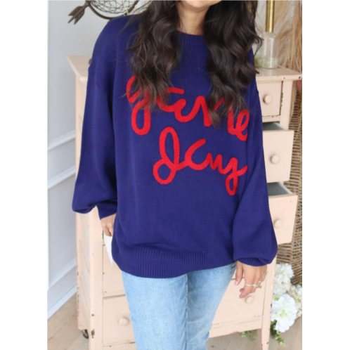 Timing go team crewneck sweatshirt in navy/ red