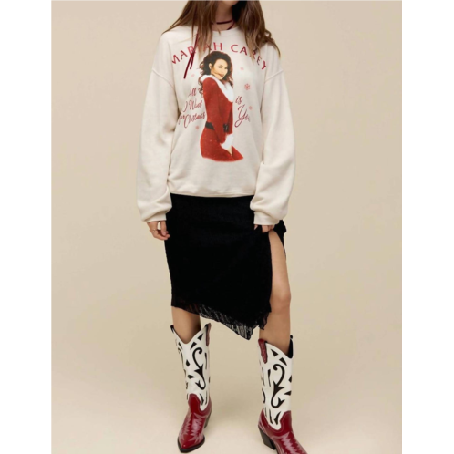 DAYDREAMER mariah carey all i want for christmas bf crew sweatshirt in white