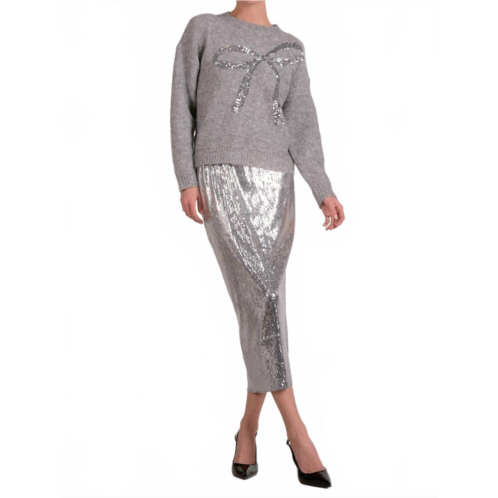 ELAN crewneck bow sweater in silver
