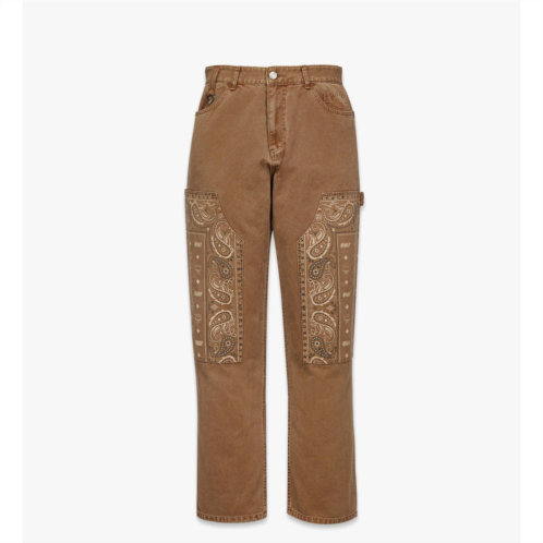 Mcm x kasina bandana monogram pants in denim jacquard