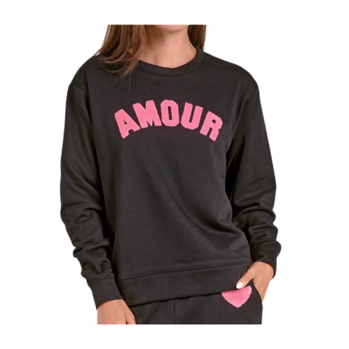 ELAN amour sweatshirt in black/pink