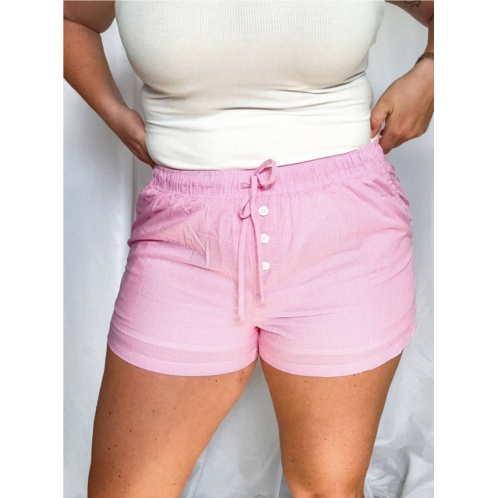 LE LIS womens beachside checkered shorts in pink