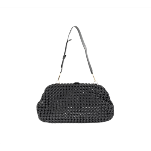 BC Handbags womens braided weave clutch bag in black