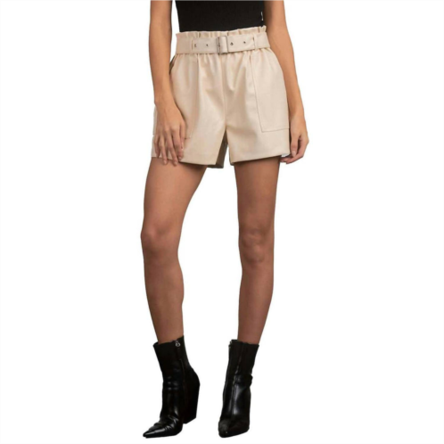 ELAN leather shorts in beige