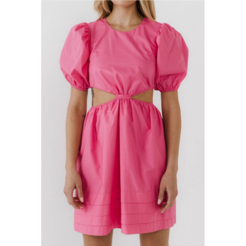English Factory pleats with cut-out mini dress in pink