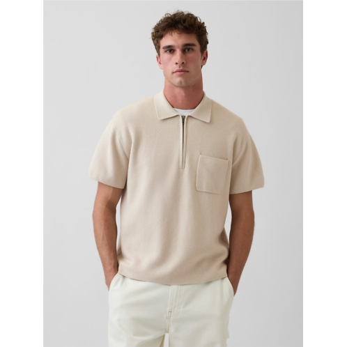 Gap Oversized Quarter-Zip Pocket Polo Sweater